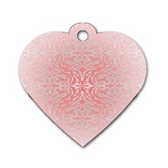 Pink Elegant Damask Dog Tag Heart (two Sided) by ADIStyle