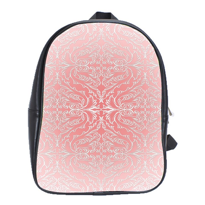 Pink Elegant Damask School Bag (Large)