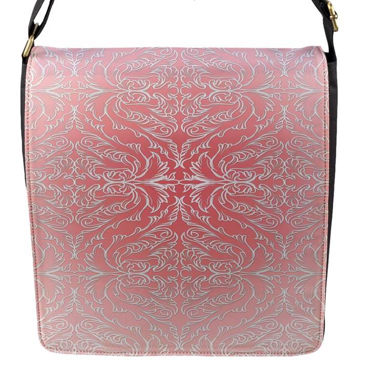 Pink Elegant Damask Flap closure messenger bag (Small)