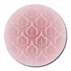 Luxury Pink Damask 8  Mouse Pad (round) by ADIStyle