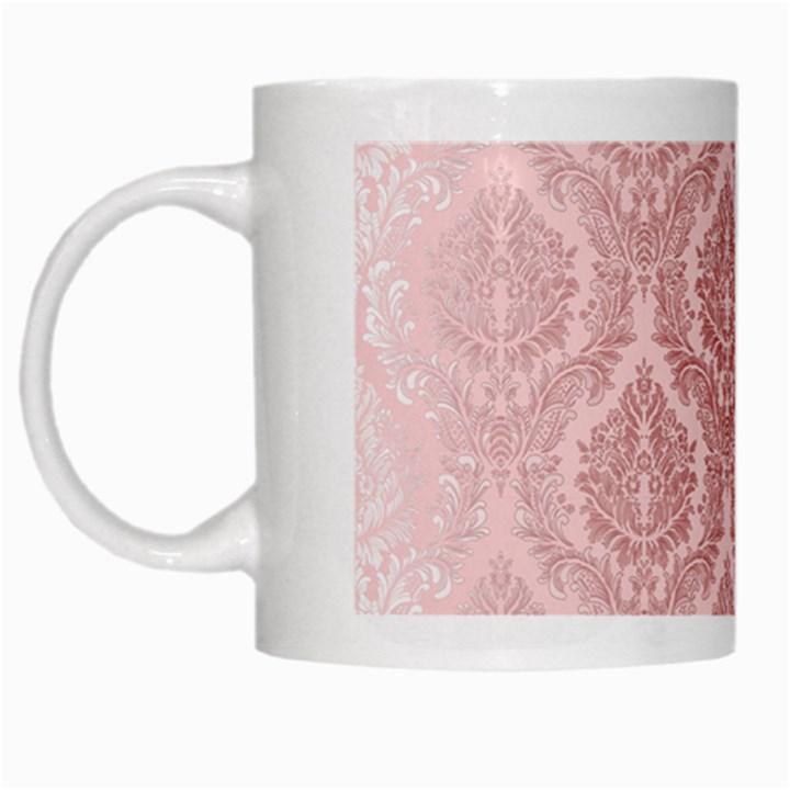 Luxury Pink Damask White Coffee Mug