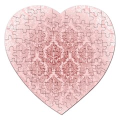 Luxury Pink Damask Jigsaw Puzzle (heart) by ADIStyle