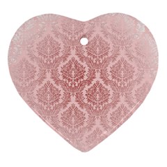 Luxury Pink Damask Heart Ornament (two Sides) by ADIStyle