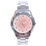 Luxury Pink Damask Stainless Steel Watch (Men s) Front