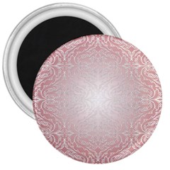 Pink Damask 3  Button Magnet