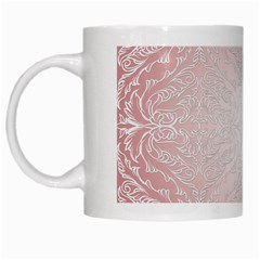 Pink Damask White Coffee Mug by ADIStyle