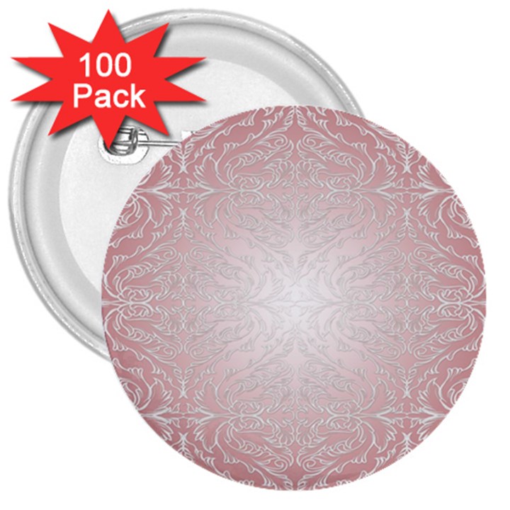 Pink Damask 3  Button (100 pack)