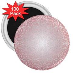 Pink Damask 3  Button Magnet (100 Pack)