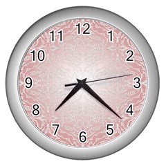 Pink Damask Wall Clock (silver) by ADIStyle