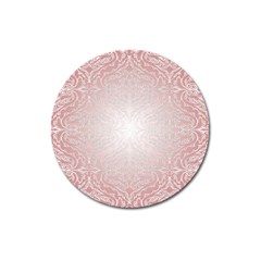 Pink Damask Magnet 3  (round) by ADIStyle