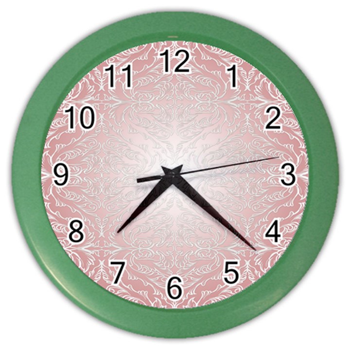 Pink Damask Wall Clock (Color)