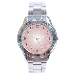 Pink Damask Stainless Steel Watch (men s) by ADIStyle