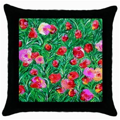 Flower Dreams Black Throw Pillow Case