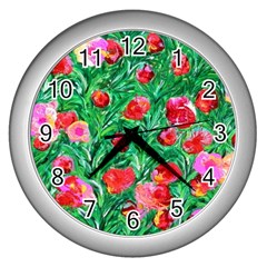 Flower Dreams Wall Clock (silver)