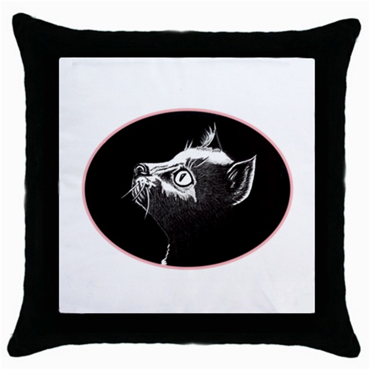 Shadow Cat Black Throw Pillow Case