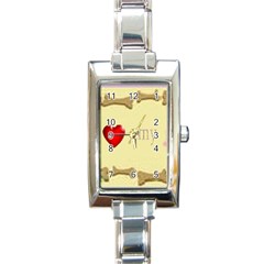 I Love My Dog! II Rectangular Italian Charm Watch