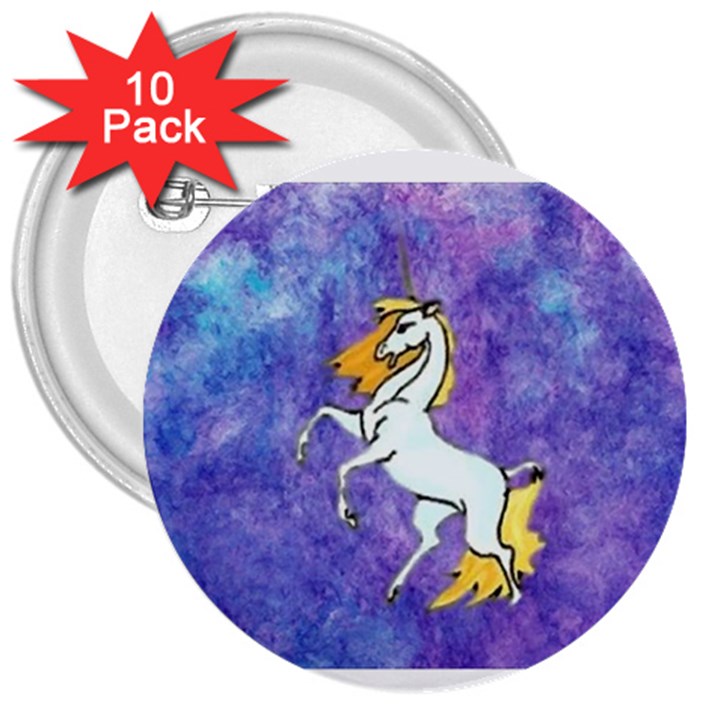 Unicorn II 3  Button (10 pack)