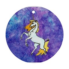 Unicorn Ii Round Ornament (two Sides) by mysticalimages