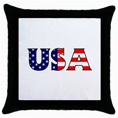 Usa Black Throw Pillow Case by worldbanners