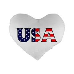 Usa 16  Premium Heart Shape Cushion  by worldbanners