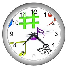 Music Notes Clock Wall Clock (silver)