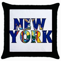 New York Black Throw Pillow Case