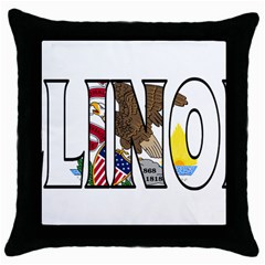 Illinois Black Throw Pillow Case by worldbanners