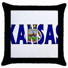 Kansas Black Throw Pillow Case by worldbanners