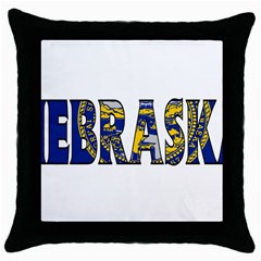 Nebraska Black Throw Pillow Case