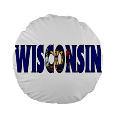 Wisconsin 15  Premium Round Cushion  by worldbanners