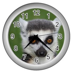 Ring Tailed Lemur Wall Clock (silver) by smokeart