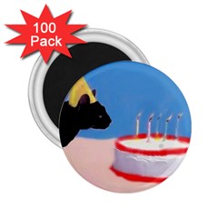 Birthday Kitty! 2 25  Button Magnet (100 Pack) by mysticalimages