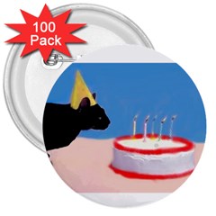 Birthday Kitty! 3  Button (100 Pack) by mysticalimages