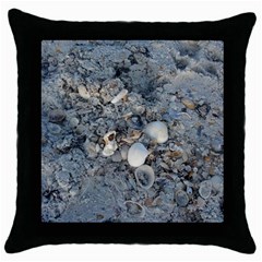 Sea Shells On The Shore Black Throw Pillow Case by createdbylk