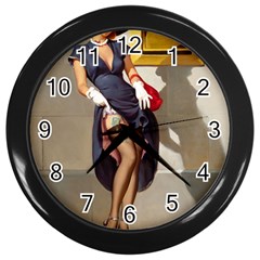 Retro Pin-up Girl Wall Clock (black) by PinUpGallery