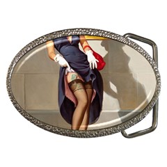 Retro Pin-up Girl Belt Buckle (oval)