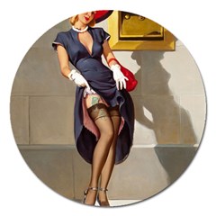 Retro Pin-up Girl Magnet 5  (round)