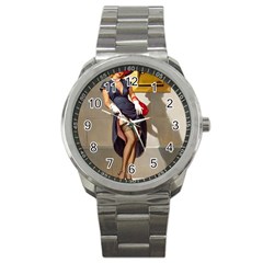 Retro Pin-up Girl Sport Metal Watch by PinUpGallery