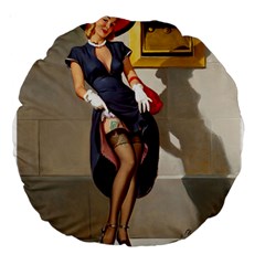 Retro Pin-up Girl 18  Premium Round Cushion  by PinUpGallery