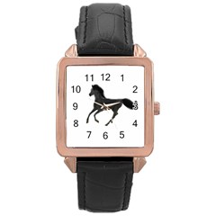 Running Horse Rose Gold Leather Watch  by mysticalimages