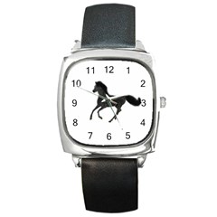 Running Horse Square Leather Watch by mysticalimages