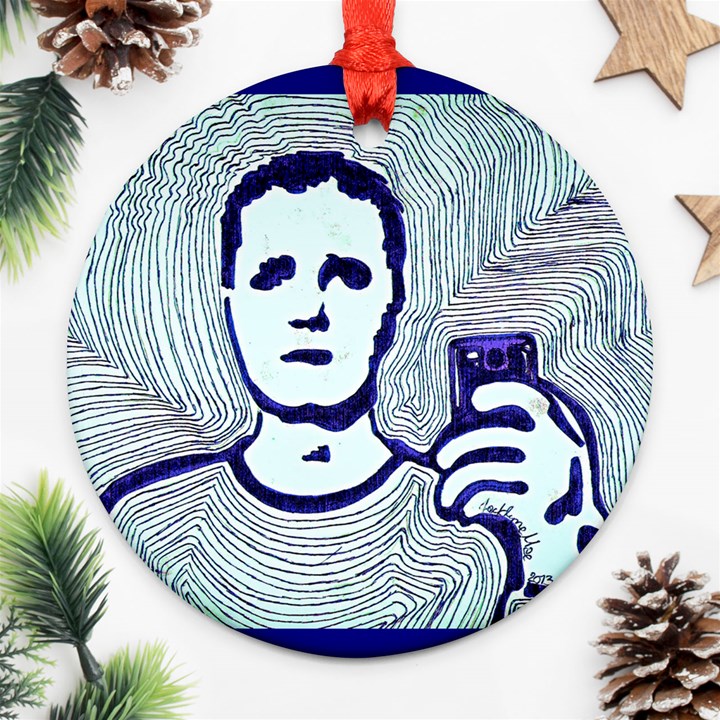 Snapshot blue Round Ornament (Two Sides)