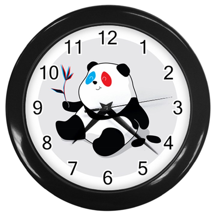 Panda 3D Wall Clock (Black)