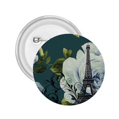 Blue Roses Vintage Paris Eiffel Tower Floral Fashion Decor 2 25  Button by chicelegantboutique