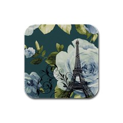 Blue Roses Vintage Paris Eiffel Tower Floral Fashion Decor Drink Coasters 4 Pack (square)