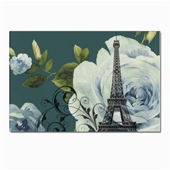 Blue Roses Vintage Paris Eiffel Tower Floral Fashion Decor Postcards 5  X 7  (10 Pack) by chicelegantboutique