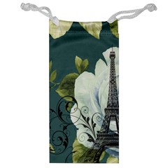 Blue Roses Vintage Paris Eiffel Tower Floral Fashion Decor Jewelry Bag by chicelegantboutique