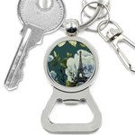 Blue roses vintage Paris Eiffel Tower floral fashion decor Bottle Opener Key Chain Front