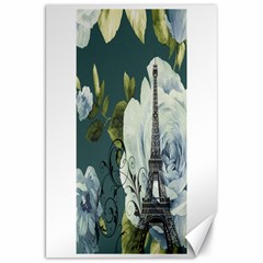 Blue Roses Vintage Paris Eiffel Tower Floral Fashion Decor Canvas 20  X 30  (unframed) by chicelegantboutique