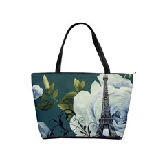 Blue Roses Vintage Paris Eiffel Tower Floral Fashion Decor Large Shoulder Bag by chicelegantboutique